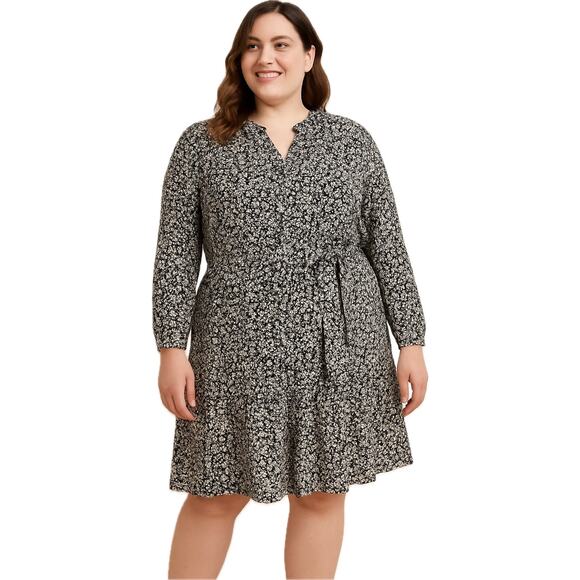 Sonoma Floral Peasant Dress Women's Plus 0X | Black & White Daisy Print | NWT - Picture 1 of 16
